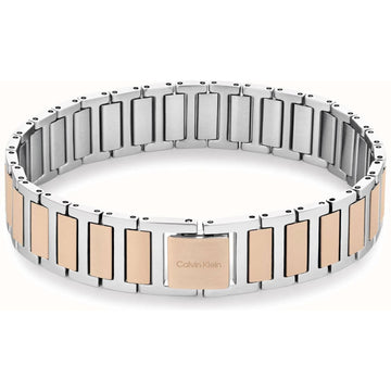 Ανδρικό βραχιόλι Calvin Klein 35100048 κατασκευασμένο από ατσάλι σε ασημί-ροζ χρυσό χρώμα με σχέδιο μπρασελέ.